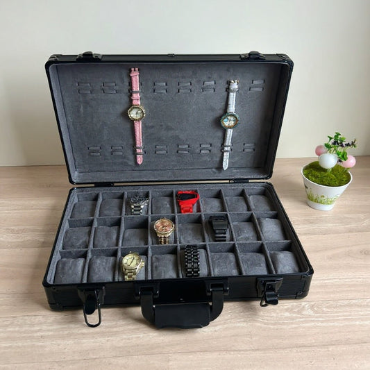 Aluminum Made 32 Slots Watch Organizer Box Dark Grey color High Materials