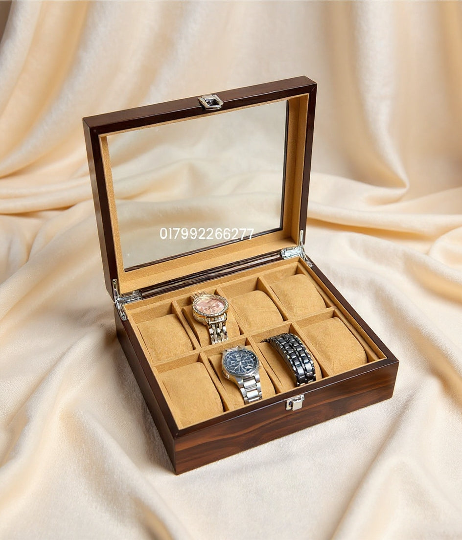 8 slot wood made watch organizer box