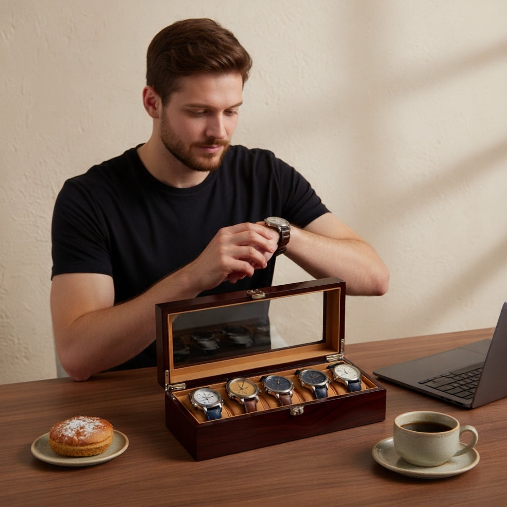 5 slot wooden watch box ( premium quality)