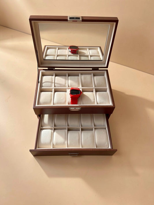 20 slot leather made watch organizer box box