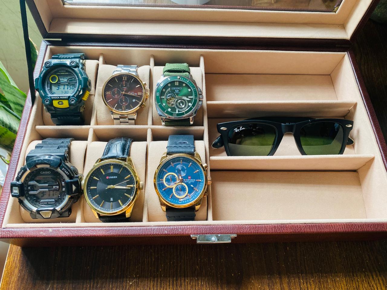 Watch and sunglasses organizer box