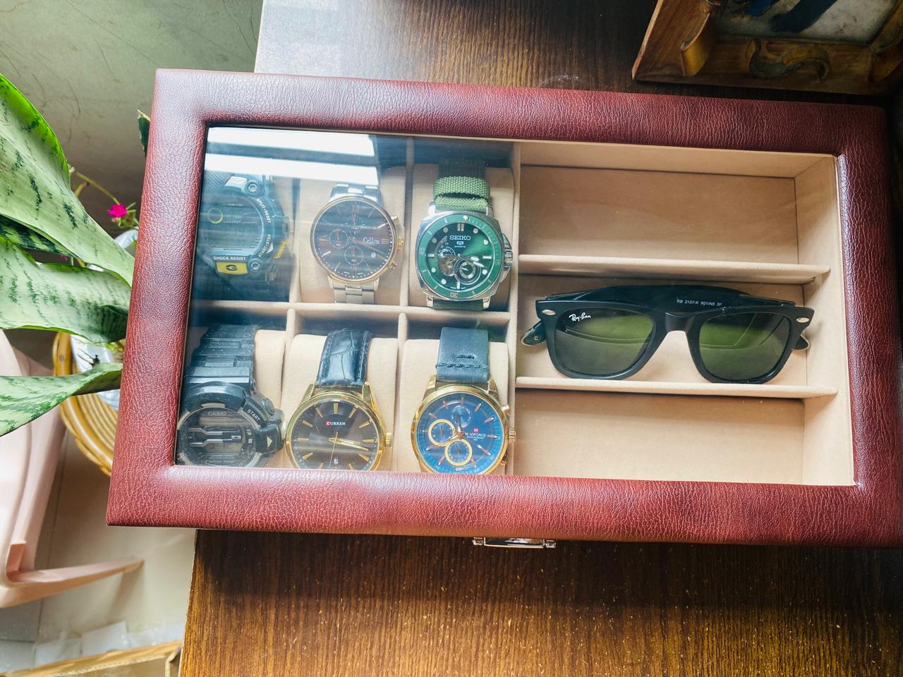 Watch and sunglasses organizer box