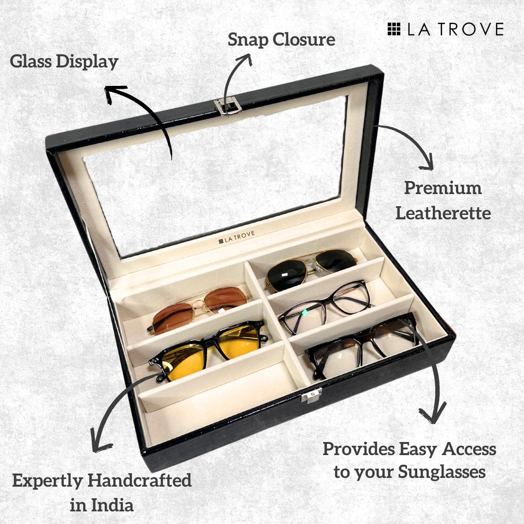 PU leather made 6 slot sunglasses box