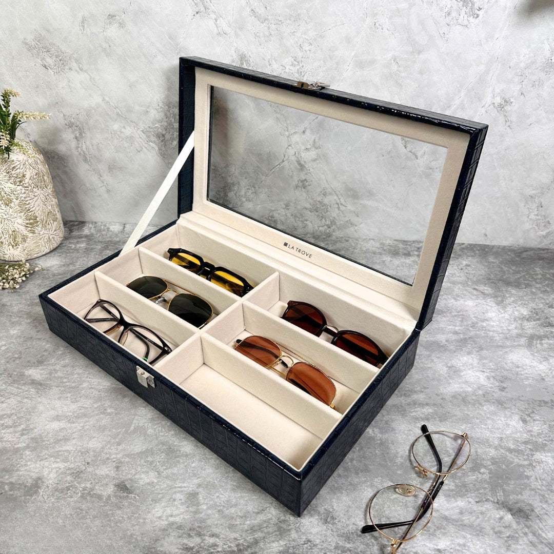 PU leather made 6 slot sunglasses box