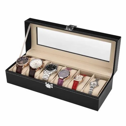 Pu leather made watch box 6 slot