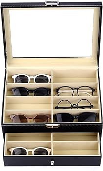 12 slot leather made sunglasses organizer box