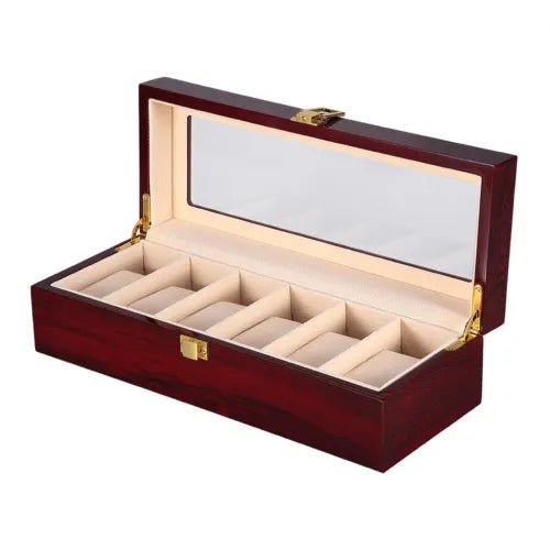 6 slot wooden watch box