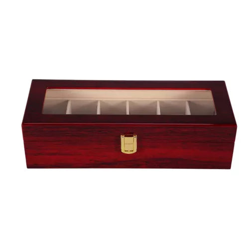 6 slot wooden watch box