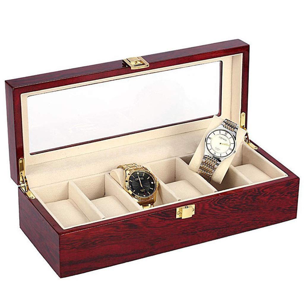 6 slot wooden watch box