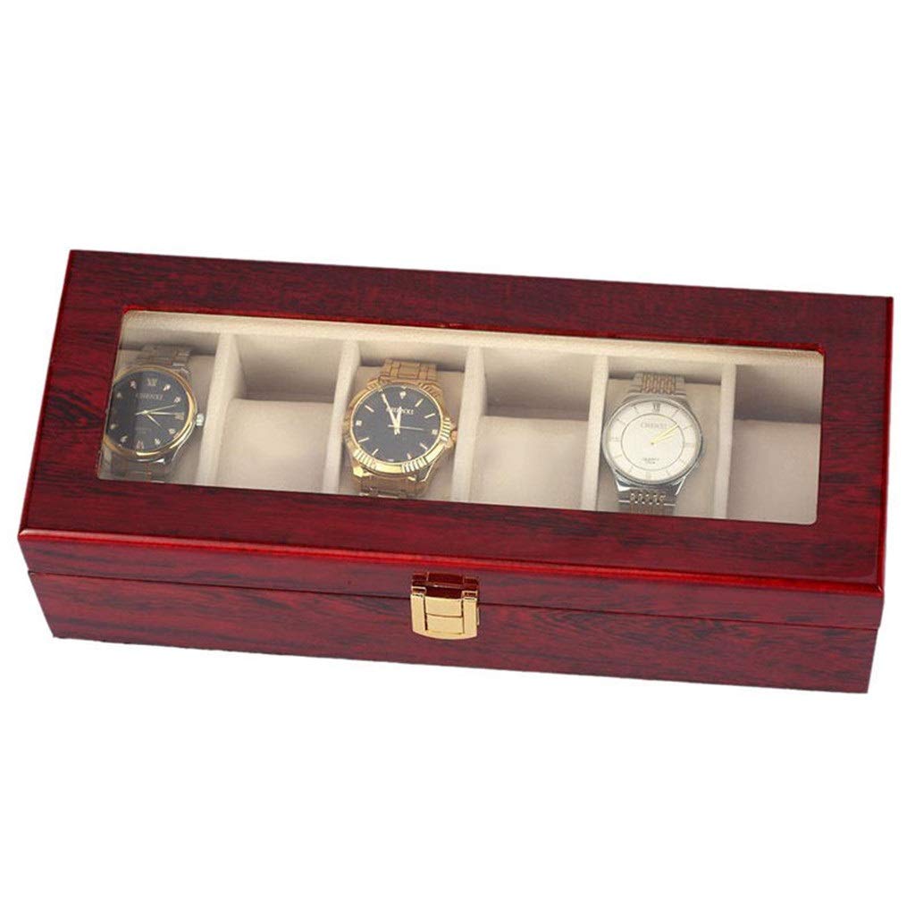 6 slot wooden watch box