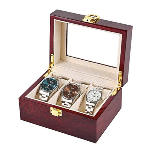 3 slot wooden watch box