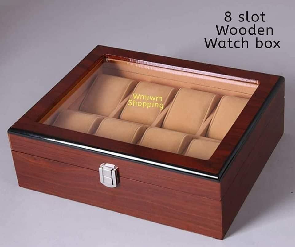 8 slot wooden watch box