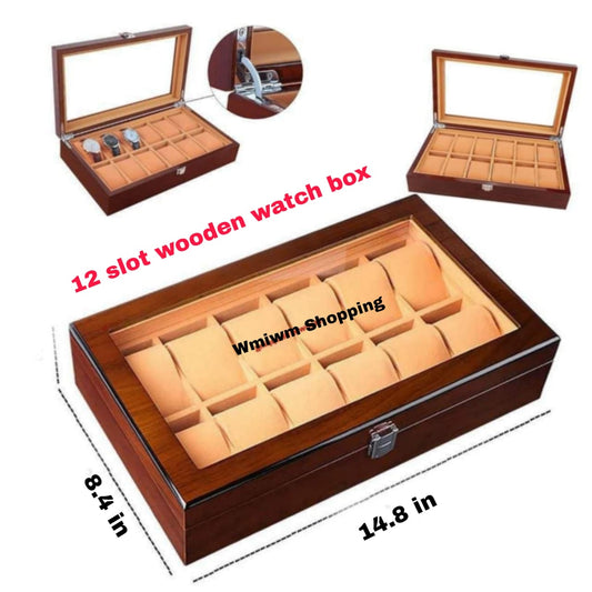 12 slot wood made premium quality watch organizer box