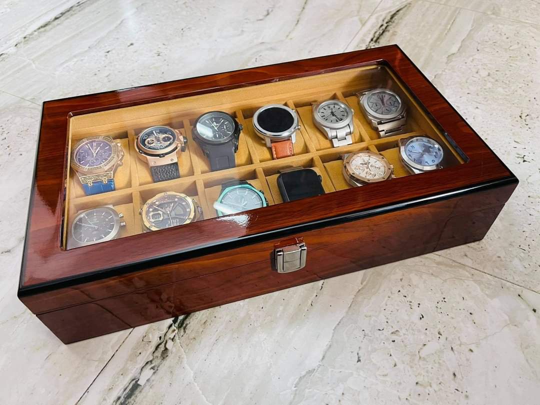 12 slot wood made premium quality watch organizer box