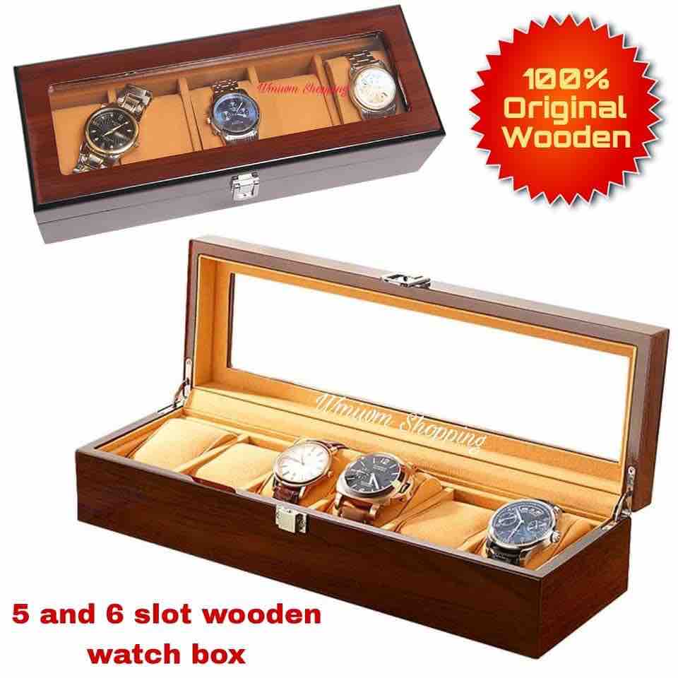 Wood made premium quality 6 slot watch organizer box