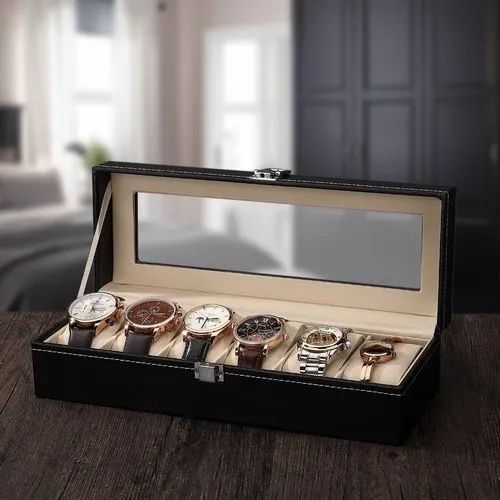 Pu leather made watch box 6 slot