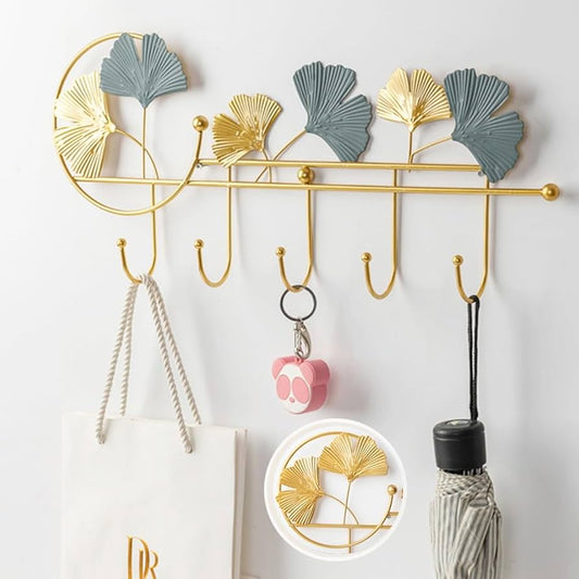 Blue/Gold Wall Hook - Decorative Coat Rack Wall Mount,for Hanging Coats, Scarves, Bags, Purses, Backpacks, Towels and More, Modern Coat Rack,Length 18.5in/47cm(Color:Blue)