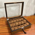 18 Slot Wood Made Watch Organizer Box — Glass Lid, Key Lock System, Velvet Interior | Premium Luxury Watch Storage Case