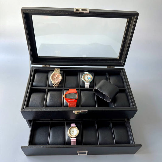 Leather Made 24 slot Watch Organizer Storage Box