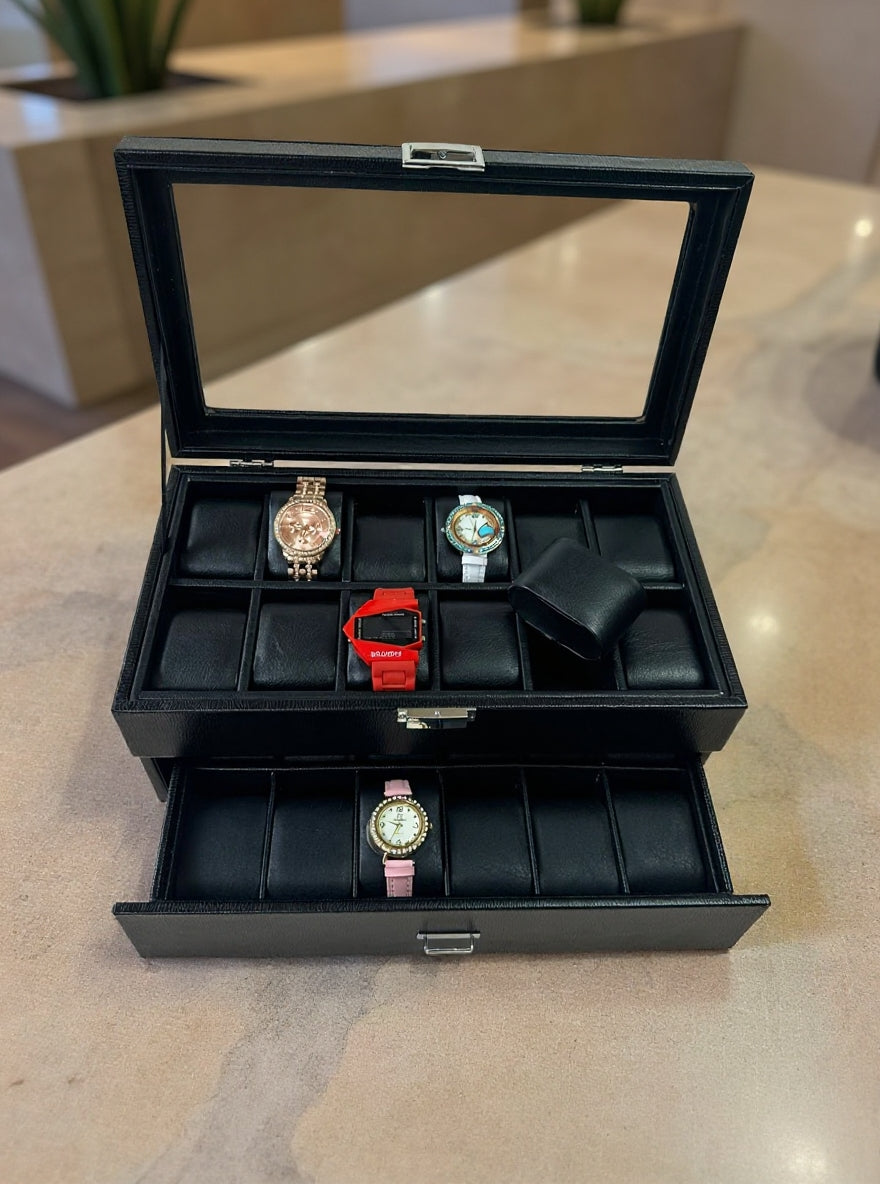 20 slot leather made watch organizer box box