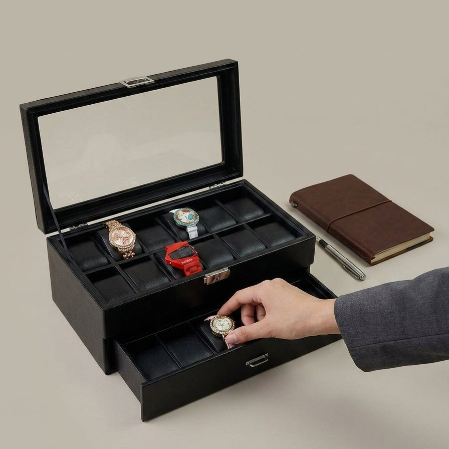 20 slot leather made watch organizer box box