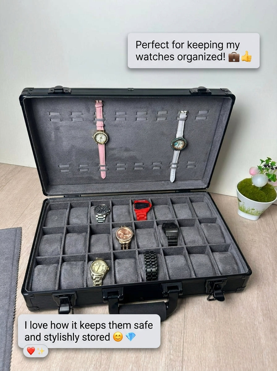 Aluminum Made 32 Slots Watch Organizer Box Dark Grey color High Materials