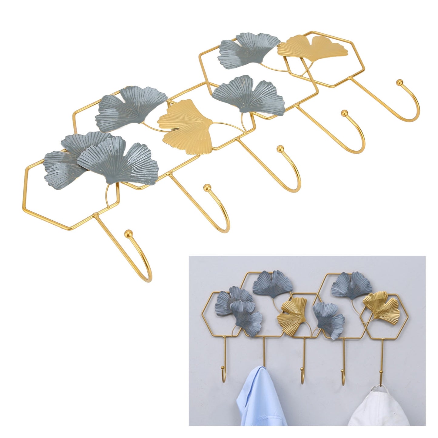 Wall Hook Wall Hanger Keys Hats Jewelry Storage Organizer for Bathroom Entrance Porch Hall Storage Wall Decor - Style C