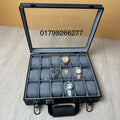 18 Slots Aluminum Watch Organizer Box Dark Grey High Materials