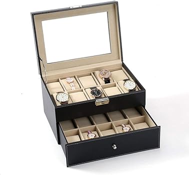 20 slot leather made watch organizer box box