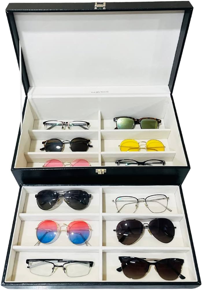 12 slot leather made sunglasses organizer box