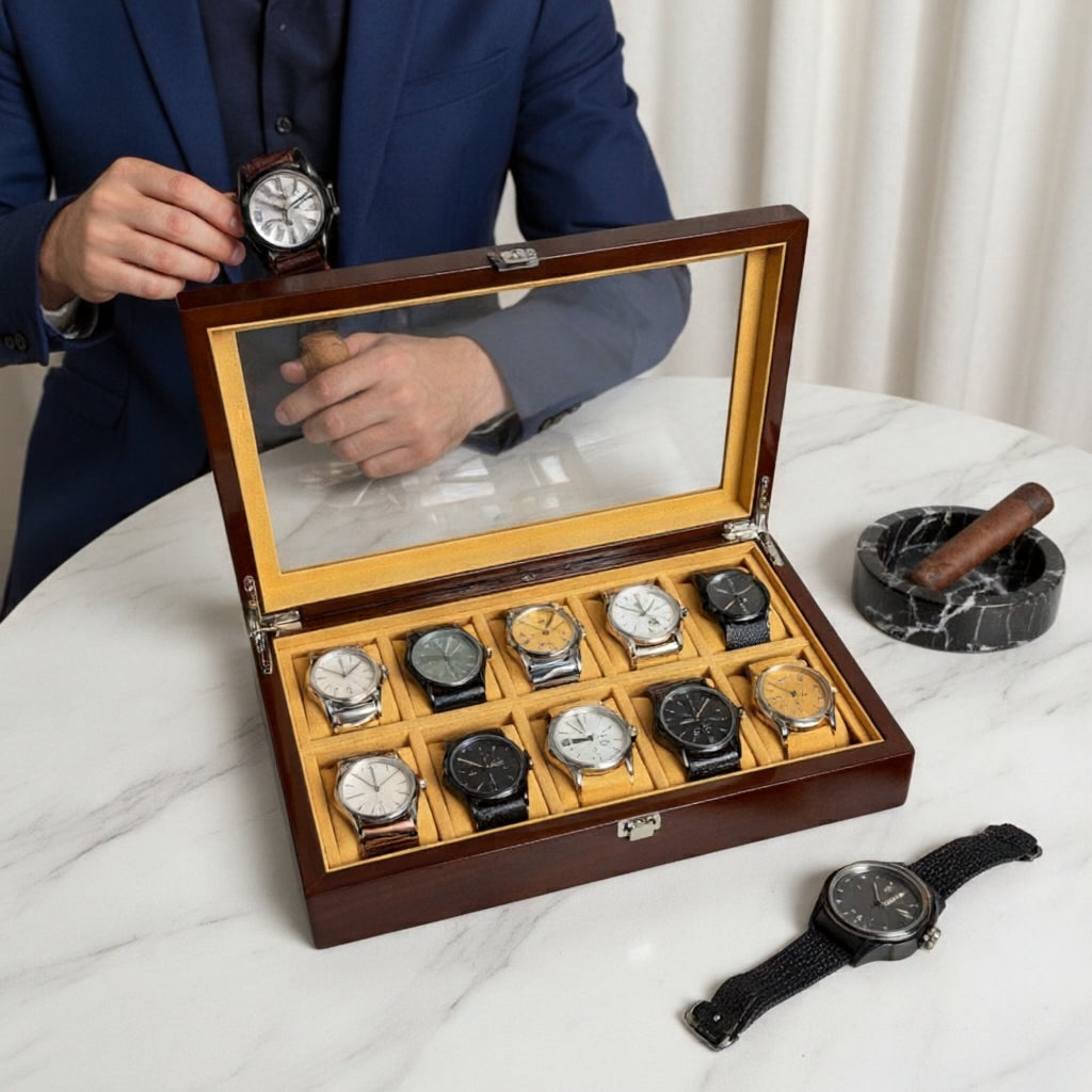10 slot premium quality wood made watch organizer box