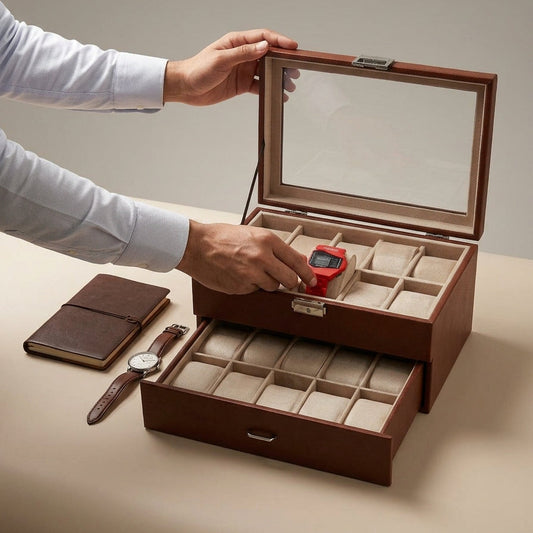 20 slot leather made watch organizer box box