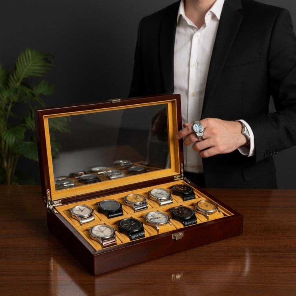 10 slot premium quality wood made watch organizer box