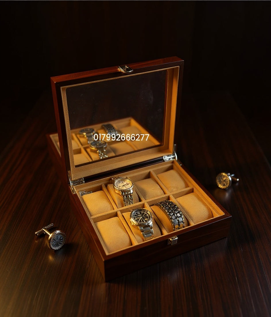 8 slot wood made watch organizer box