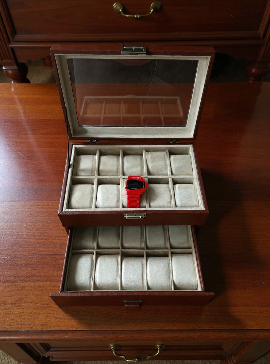 20 slot leather made watch organizer box box