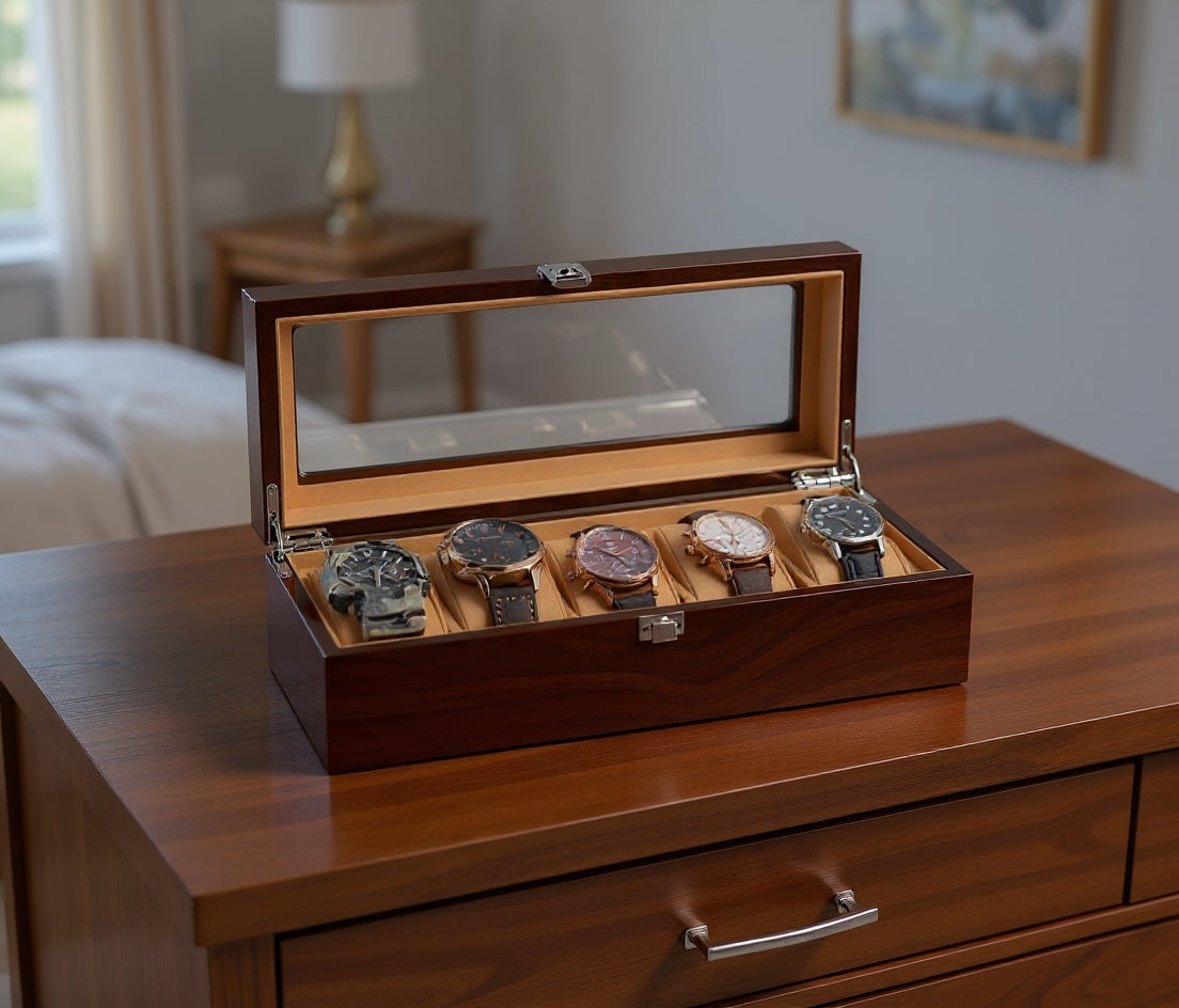 5 slot wooden watch box ( premium quality)