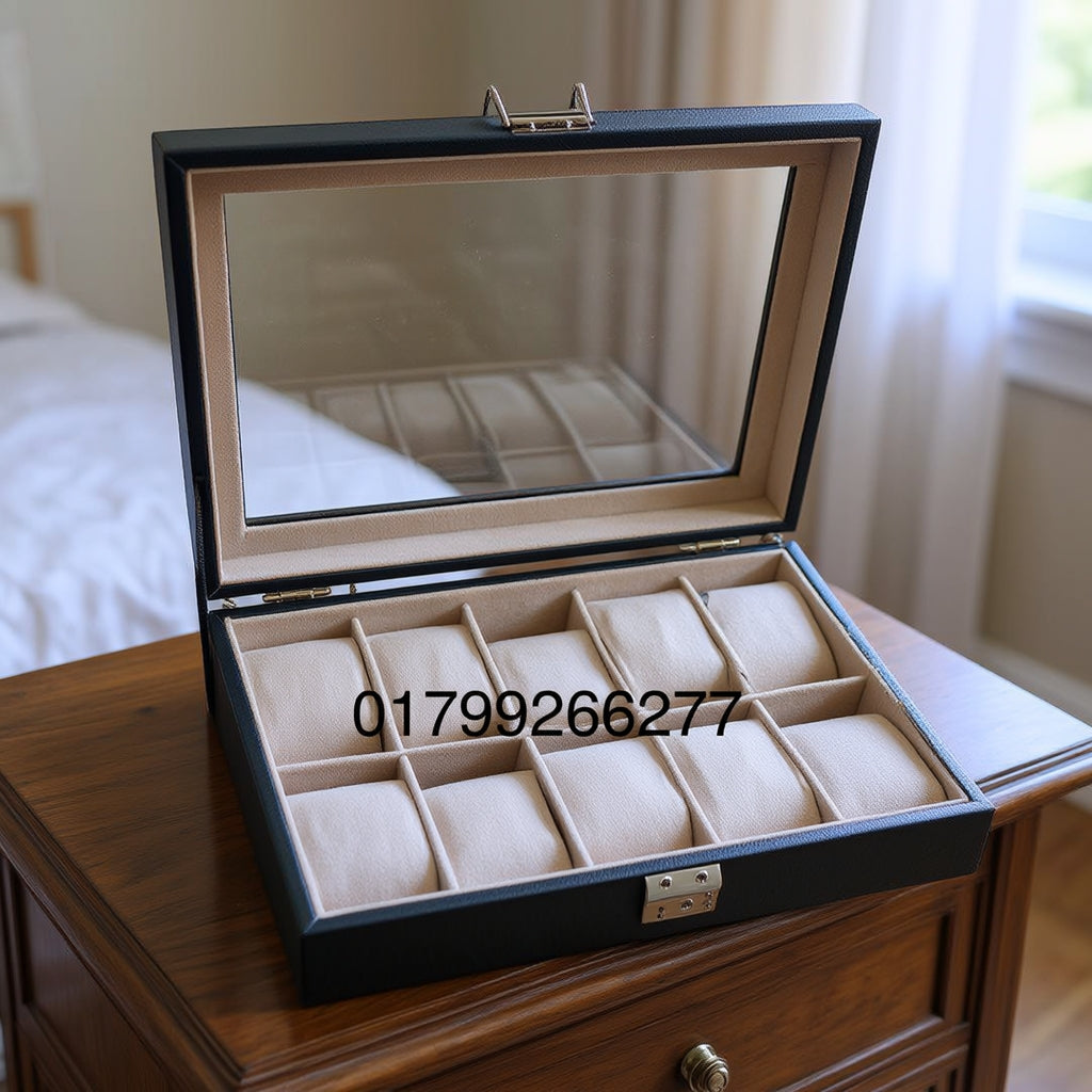 10 slot leather made watch organizer box