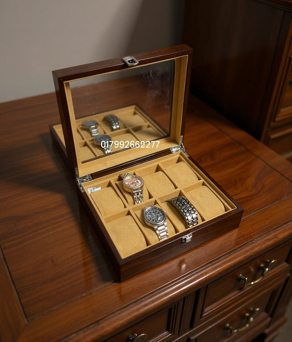 8 slot wood made watch organizer box