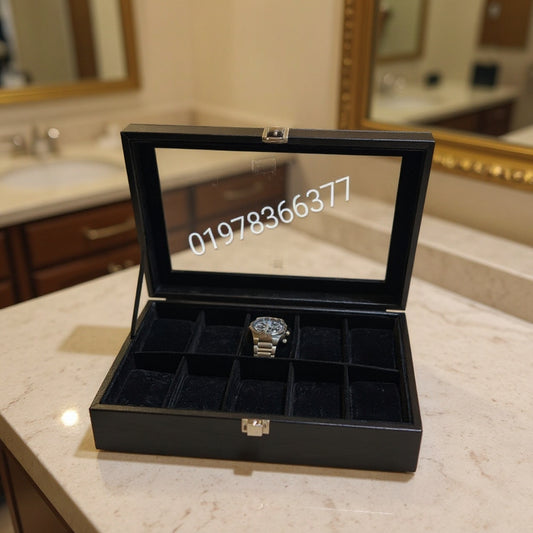 12 slot leather made watch organizer box