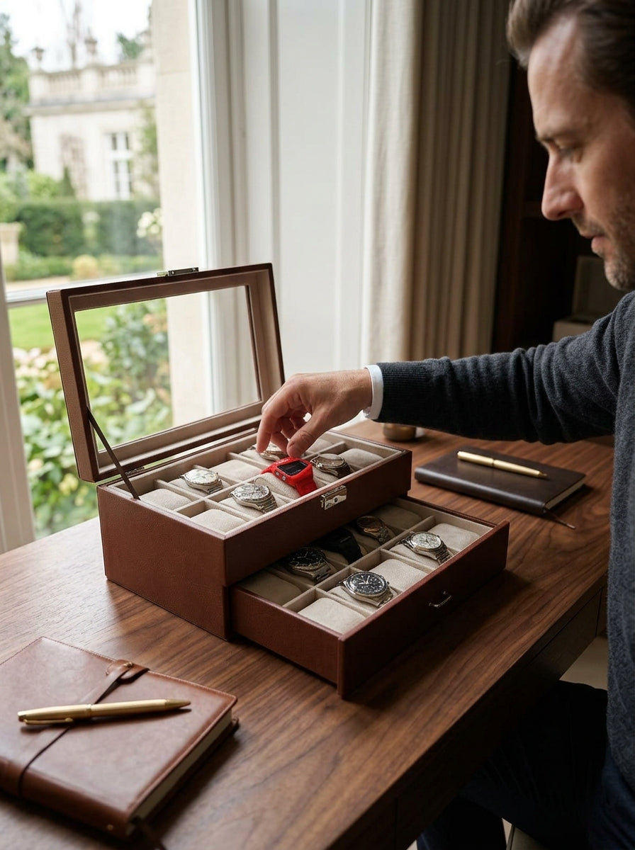 20 slot leather made watch organizer box box