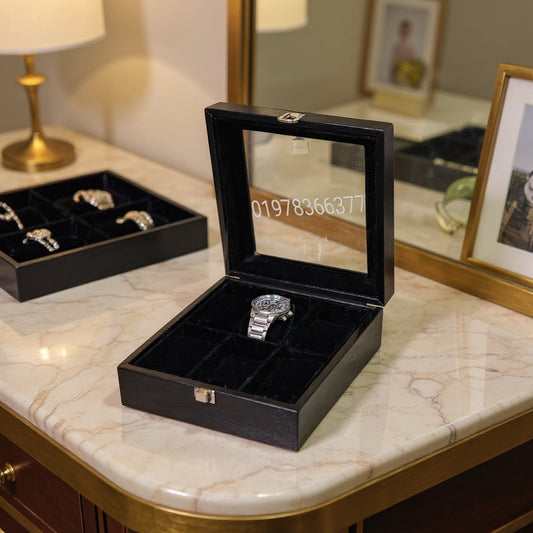 Leather Made Black Color Premium Luxury 6 Slot Watch Box