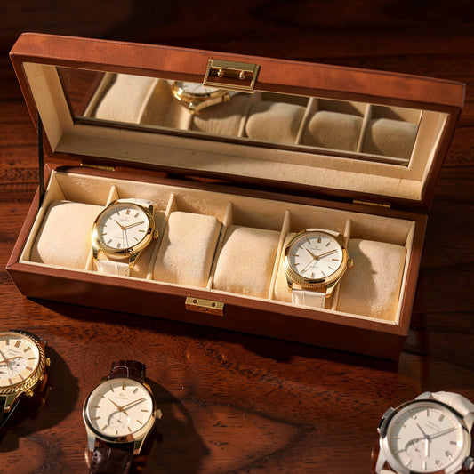 6 slot leather made watch box