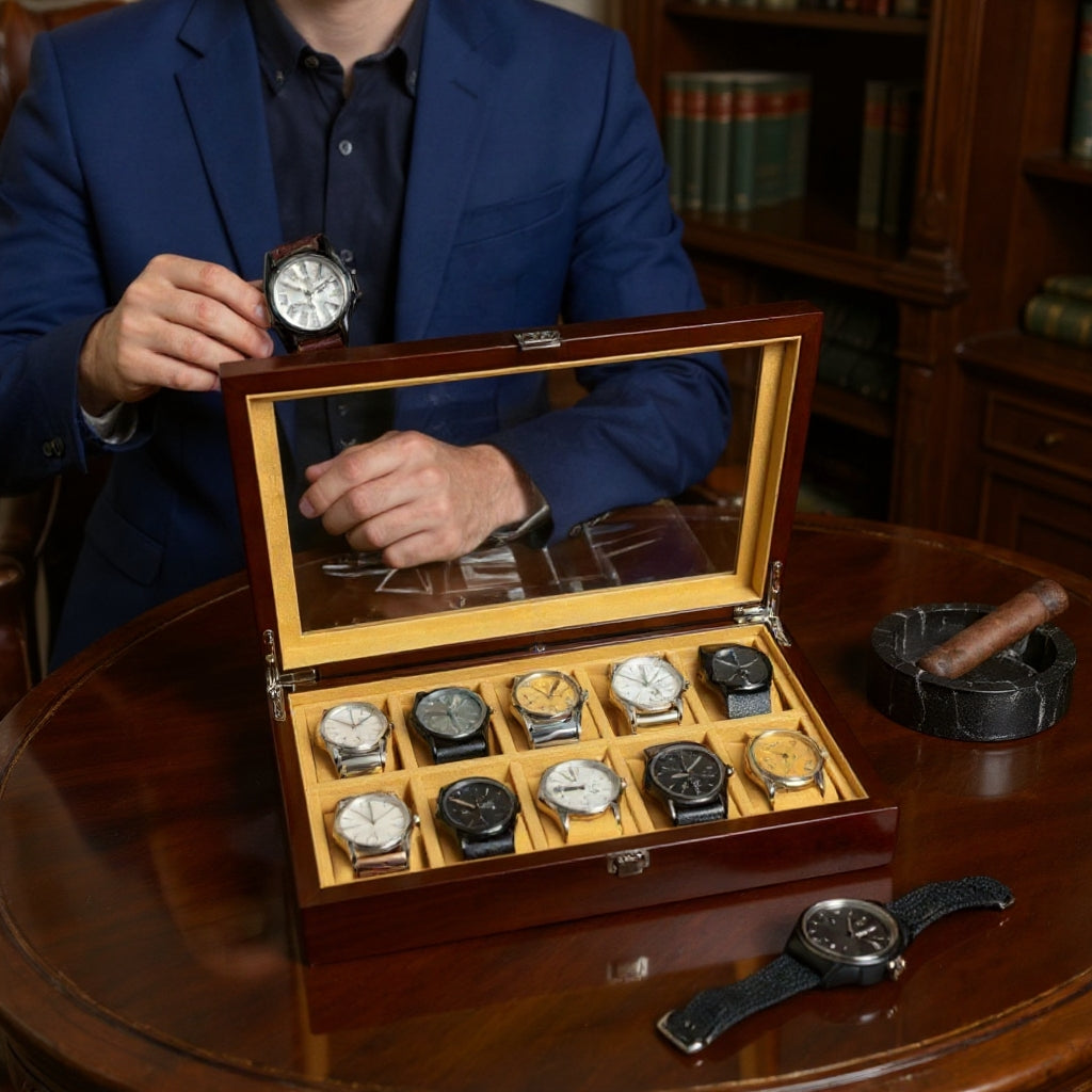 10 slot premium quality wood made watch organizer box