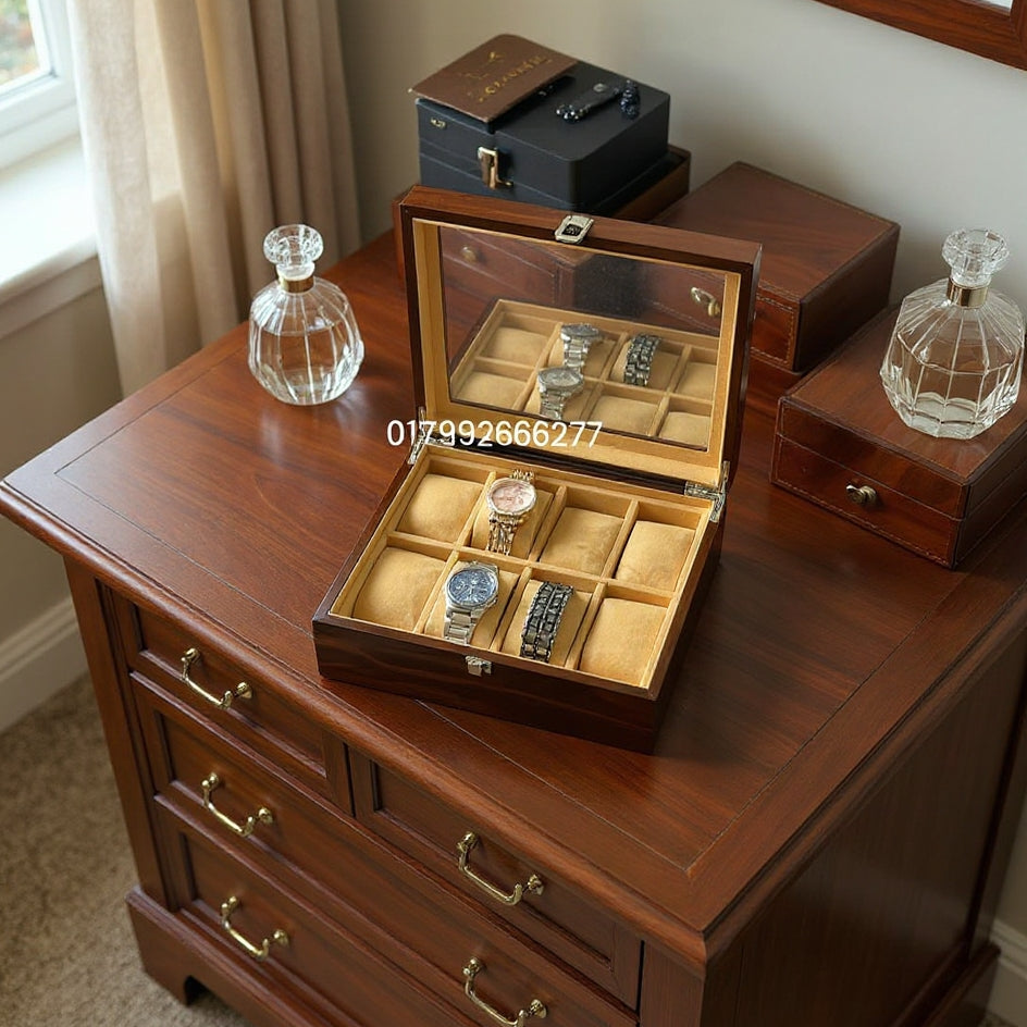 8 slot wood made watch organizer box