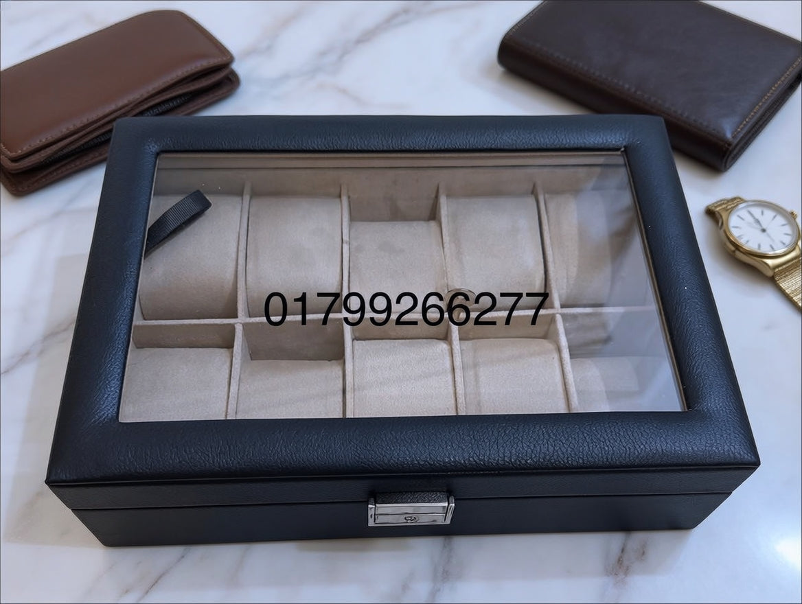 10 slot leather made watch organizer box