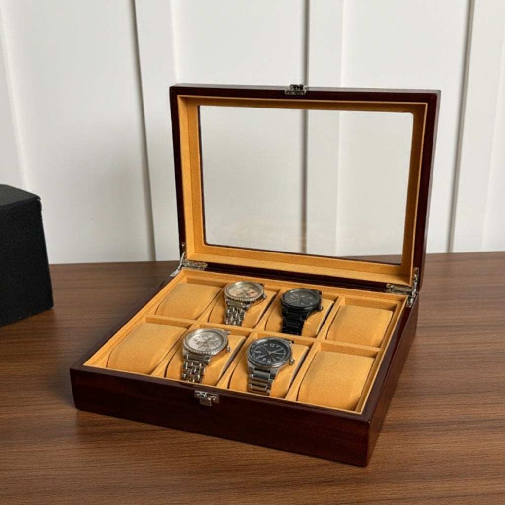 8 slot wood made watch organizer box