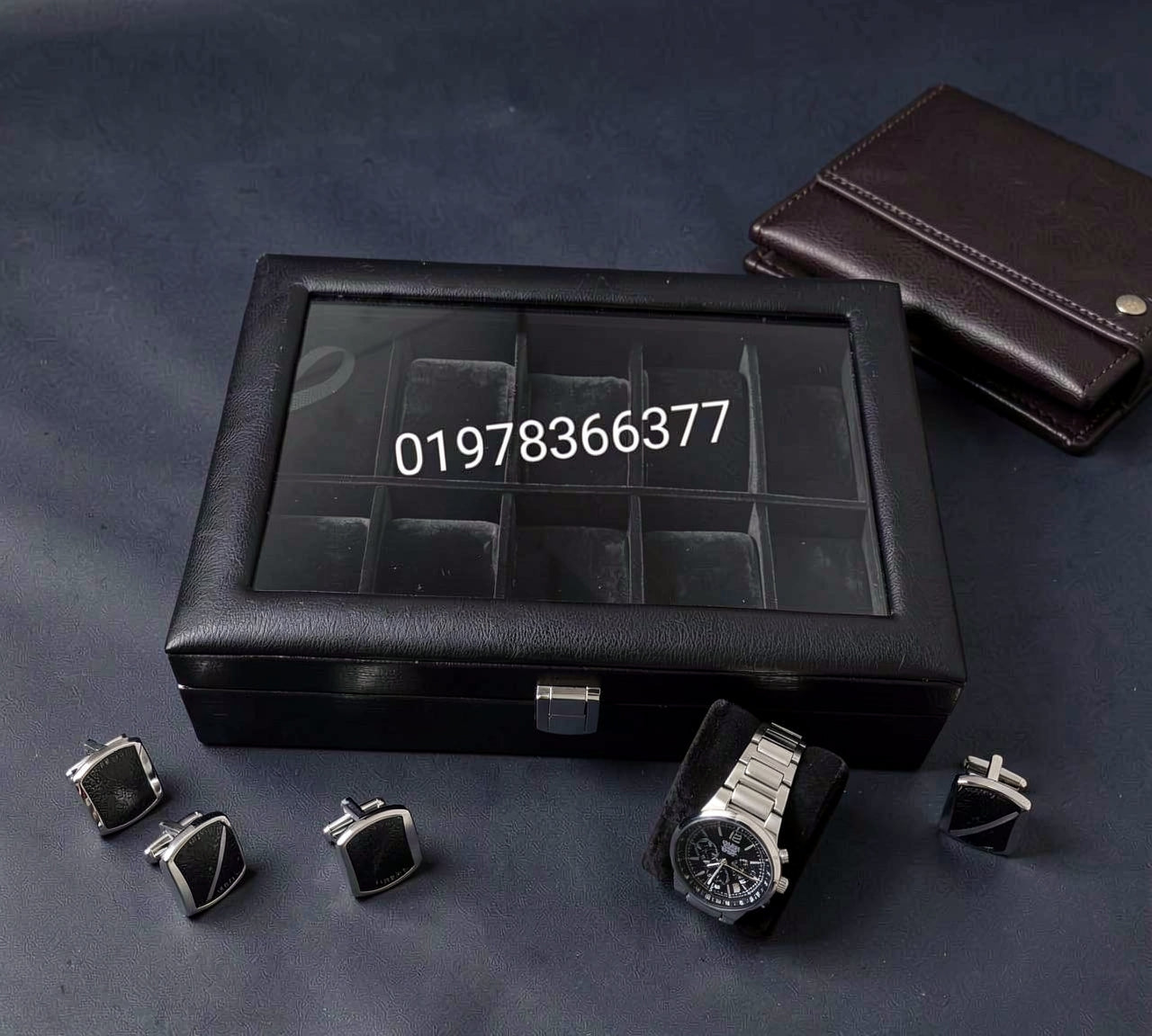 10 slot leather made watch organizer box