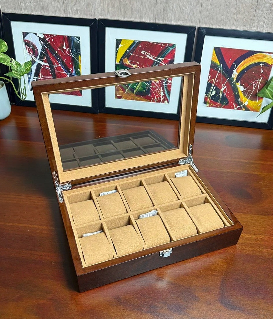 10 slot premium quality wood made watch organizer box