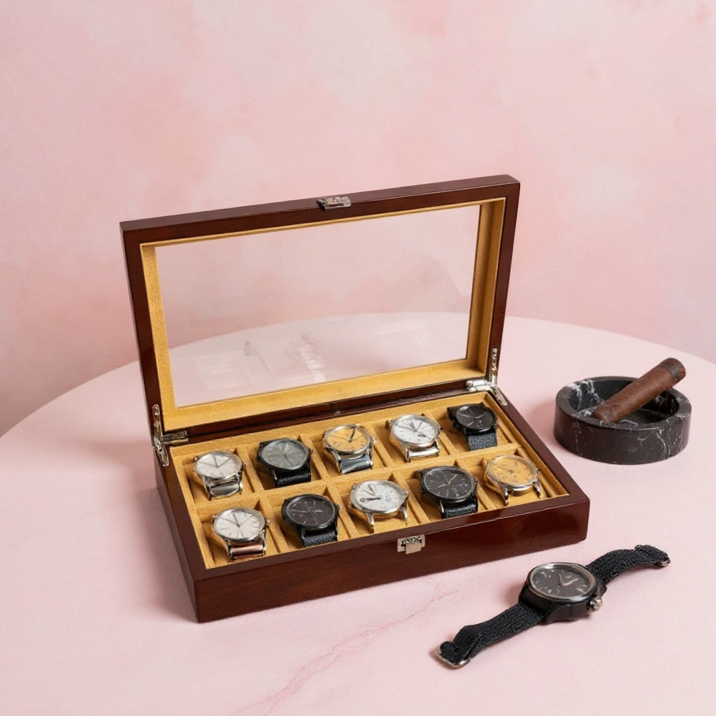 10 slot premium quality wood made watch organizer box