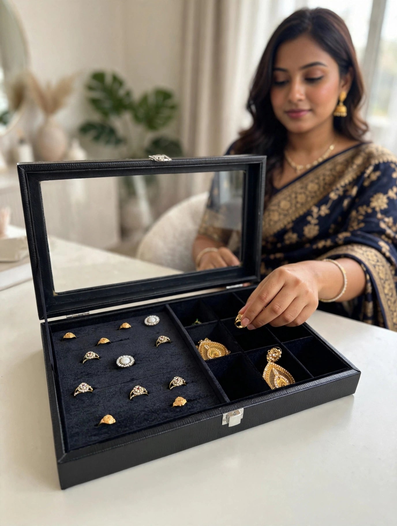 Premium Jewelry Display Combo Box | Ring, Earring & Pendant Organizer with Glass Lid | 2 Colors — Maroon & Lavender | প্রিমিয়াম জুয়েলারি কম্বো ডিসপ্লে বক্স